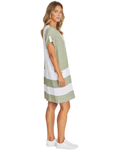 Colour Block Linen Dress