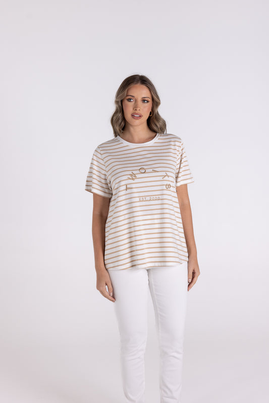 Stripe S/Slv Crew w/Embroidery