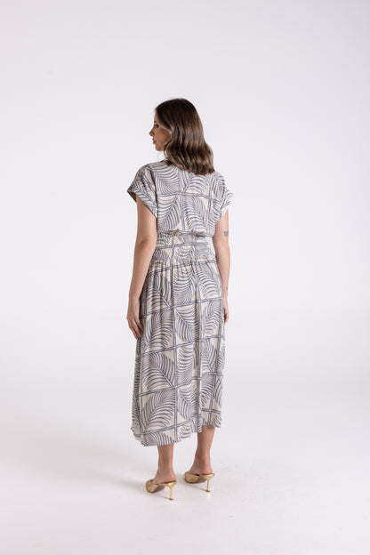 Fern Print Shirred Dress