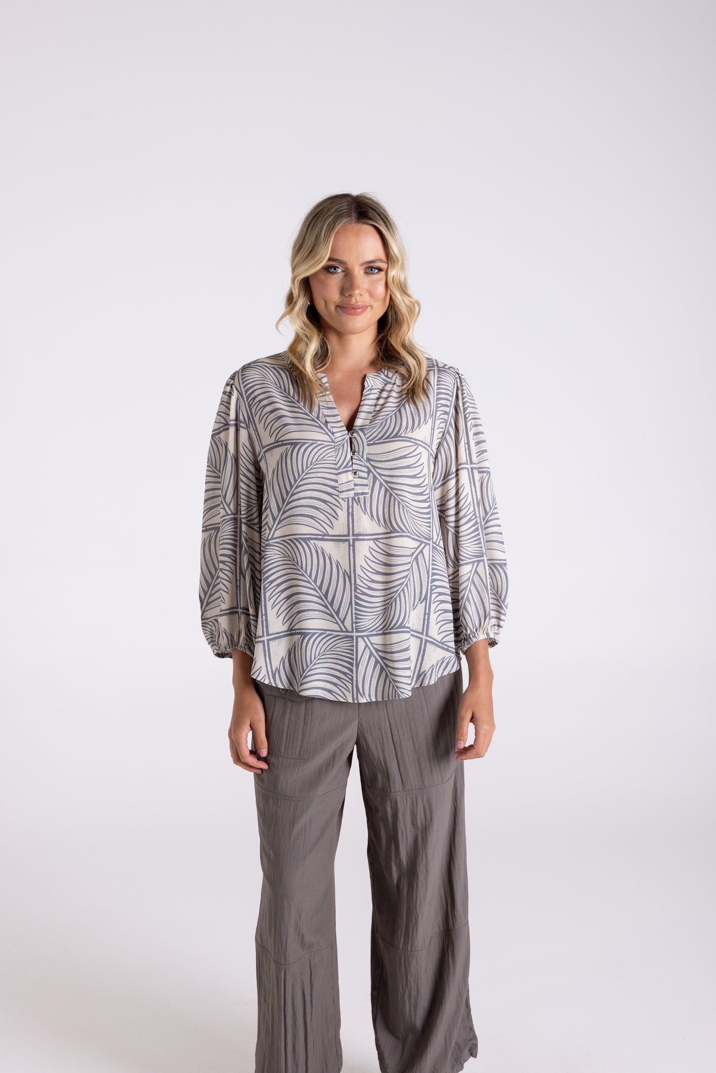 Fern Print 7/8 Sleeve Top