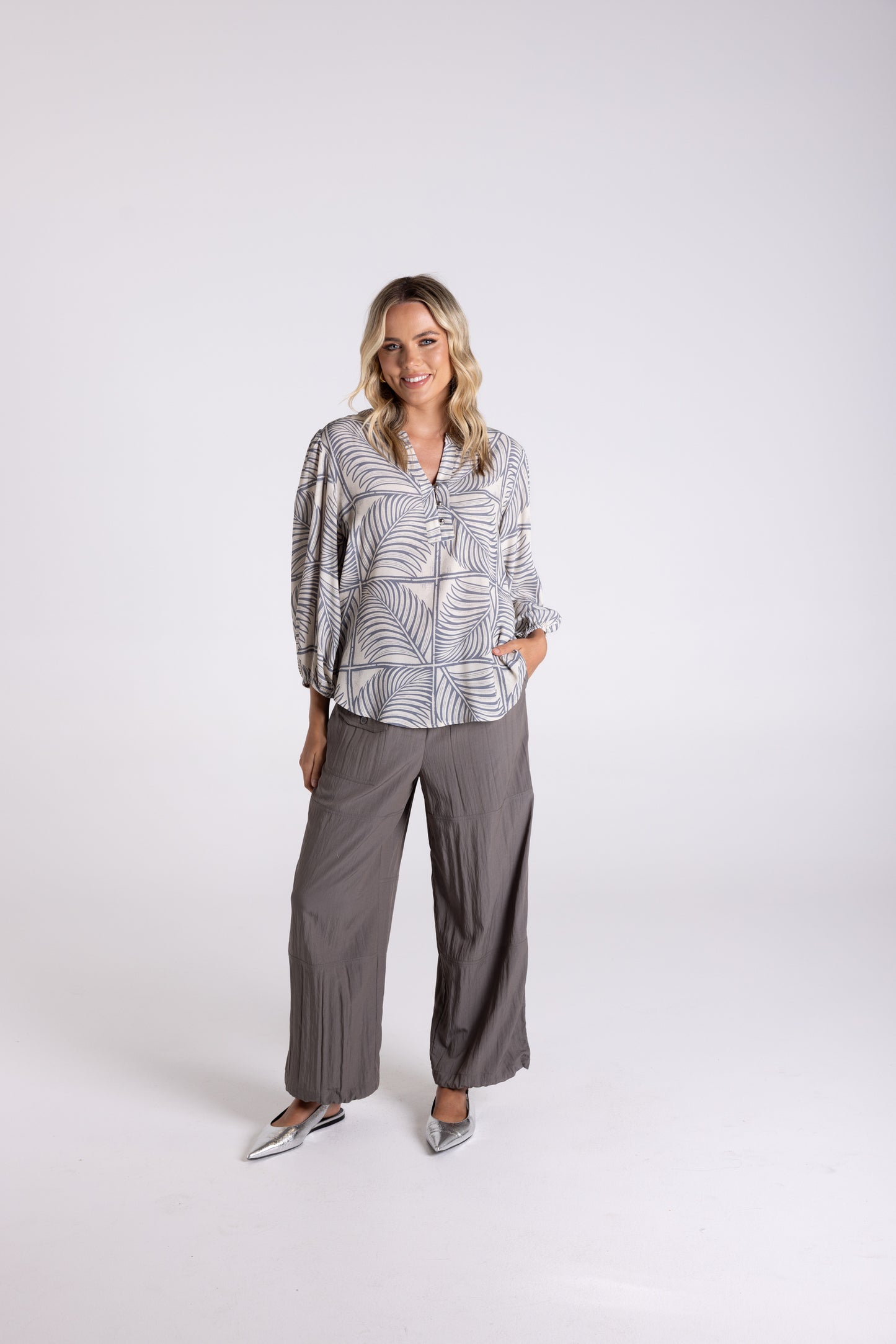 Fern Print 7/8 Sleeve Top