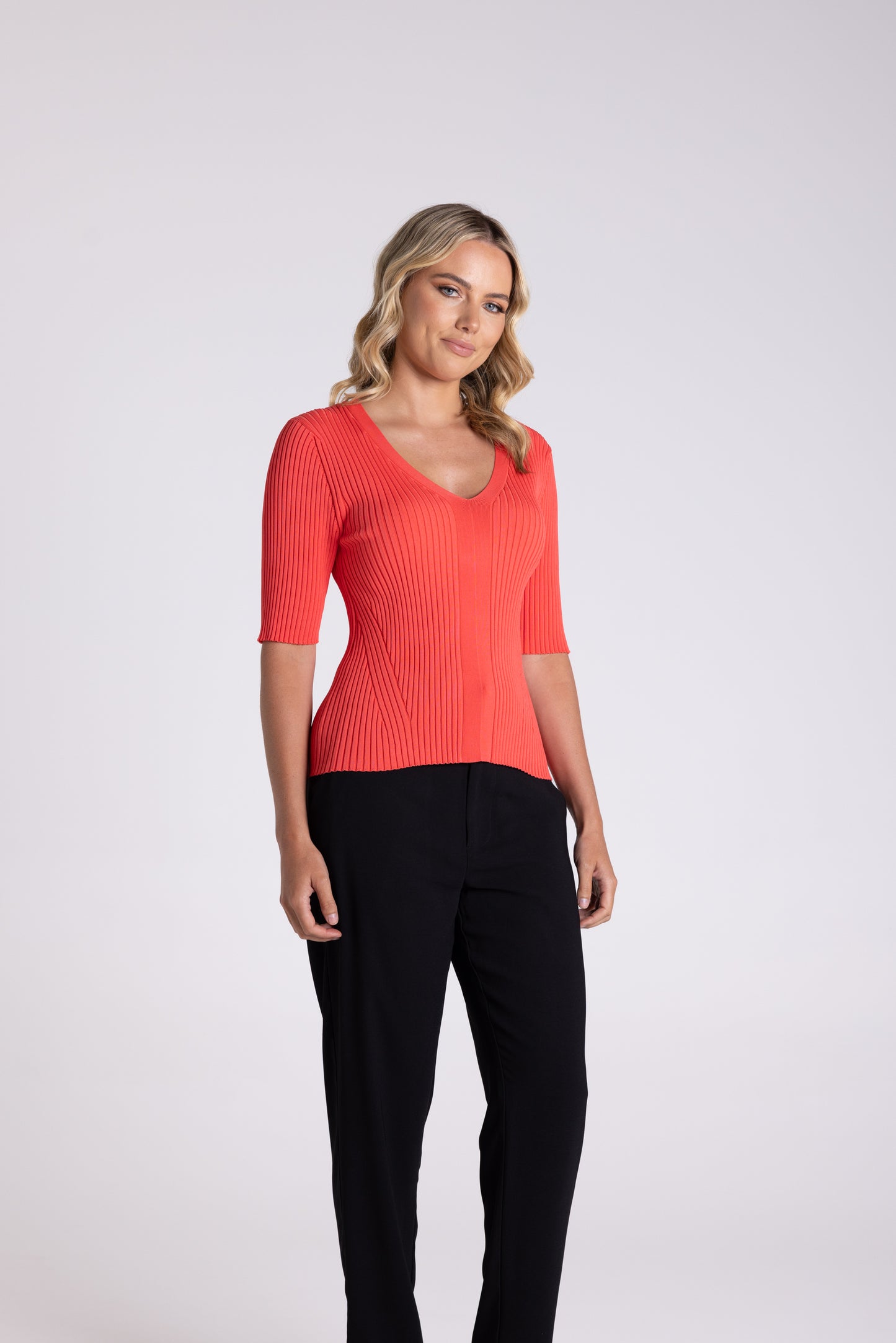 V Neck Rib Top
