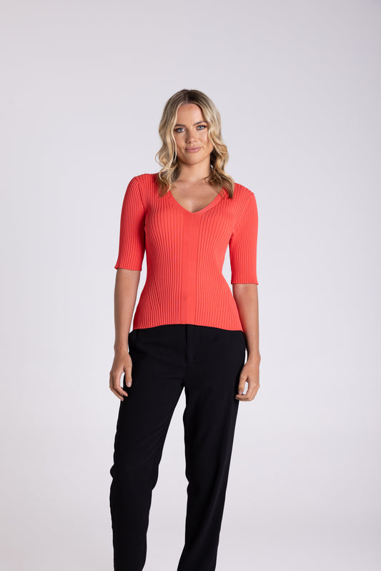 V Neck Rib Top