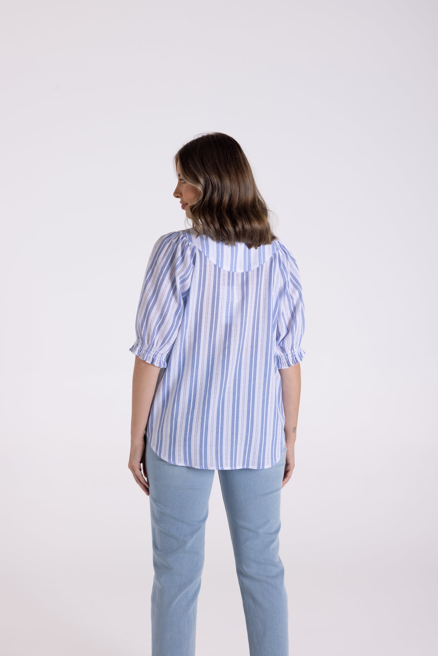 Cotton Striped Lace Top