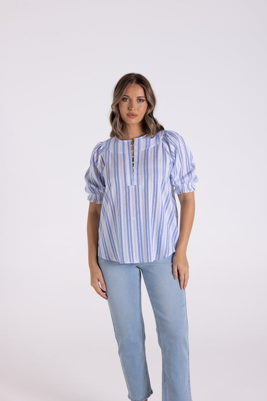 Cotton Striped Lace Top