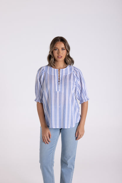 Cotton Striped Lace Top