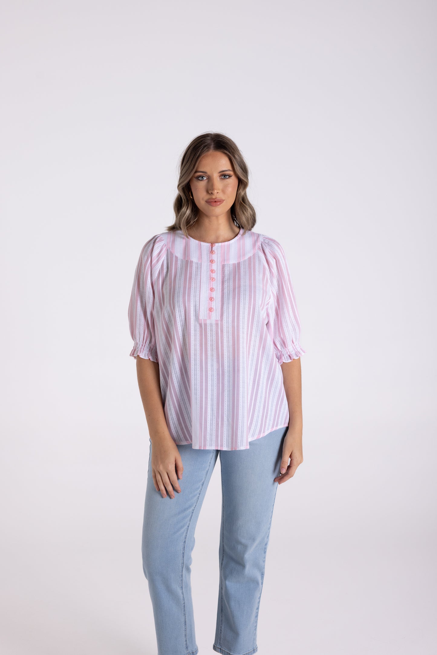 Cotton Striped Lace Top