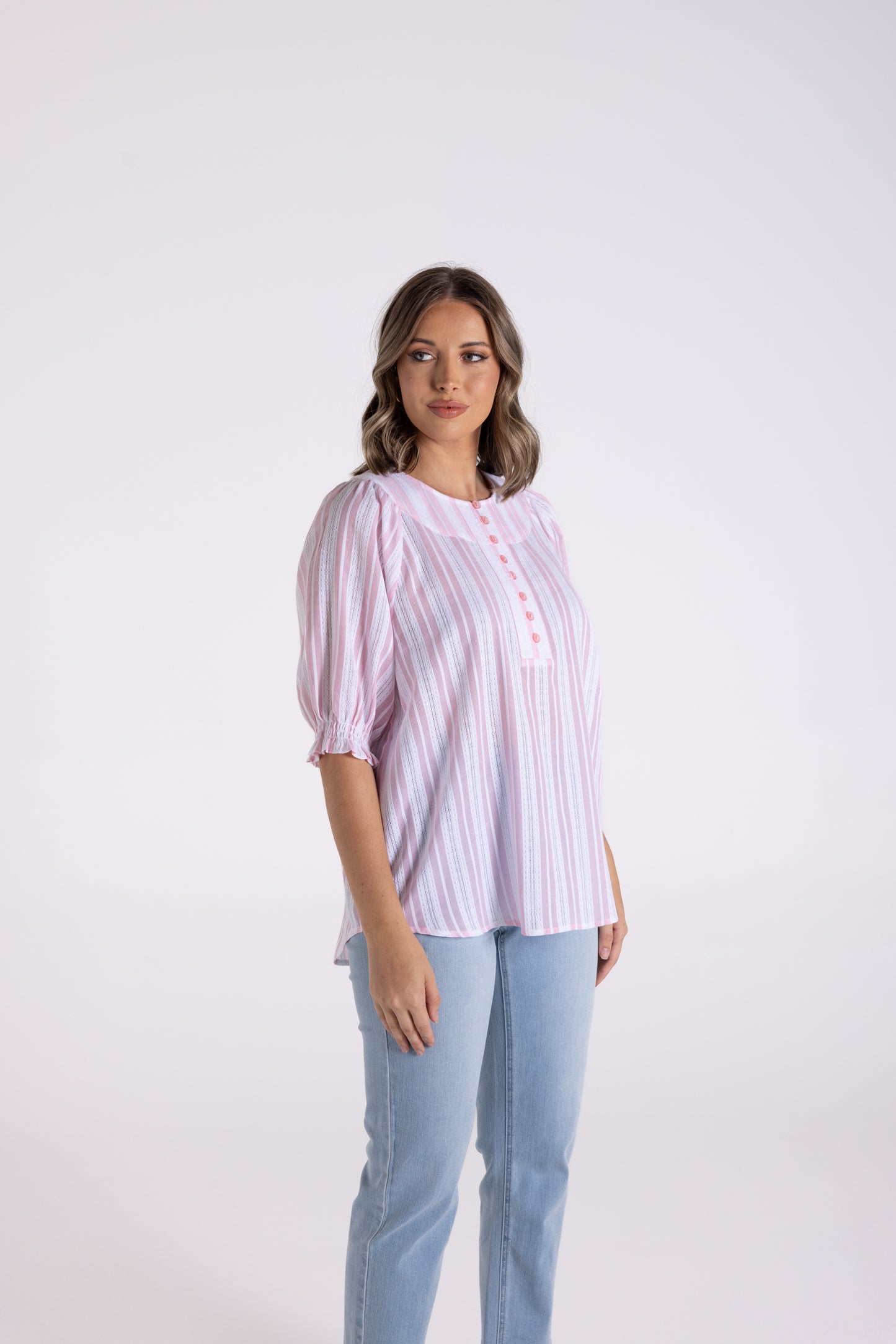 Cotton Striped Lace Top