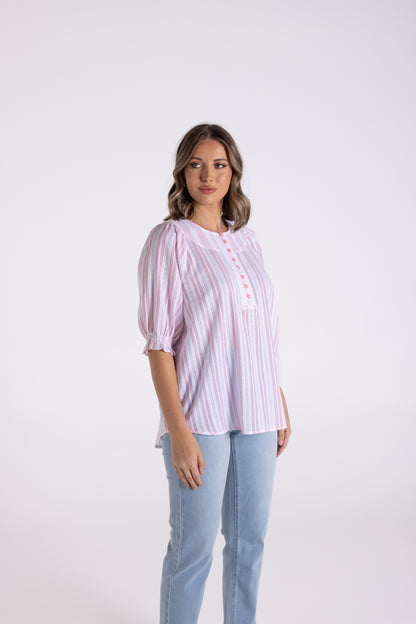 Cotton Striped Lace Top