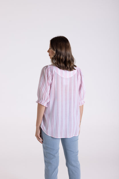 Cotton Striped Lace Top