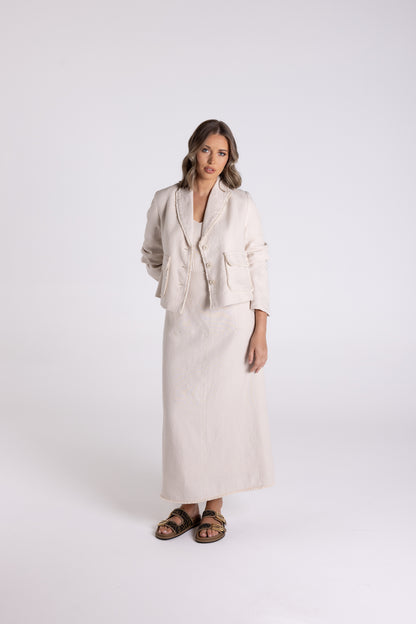 Crop Tweed Linen Jacket