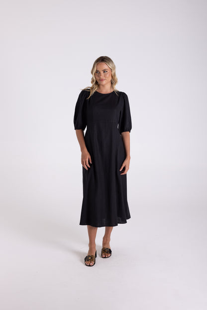 Linen Viscose Midi Dress