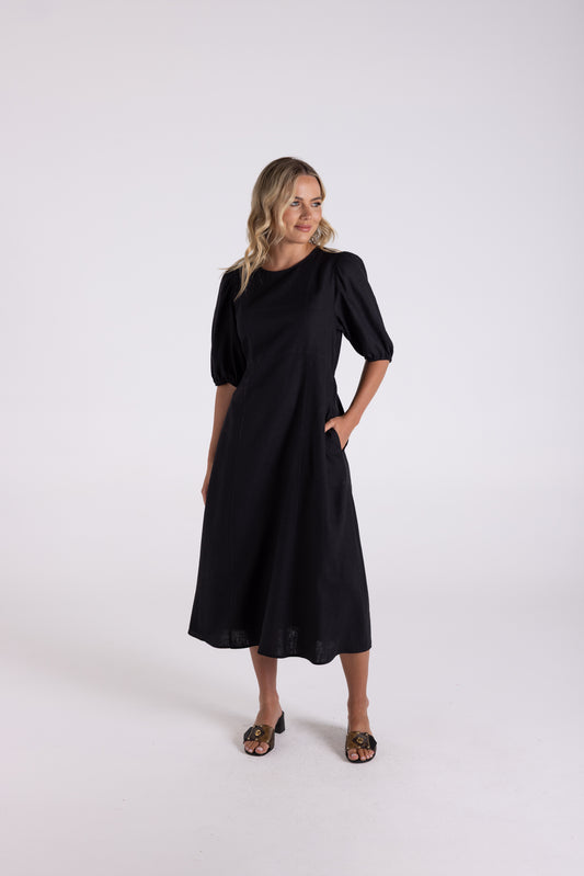 Linen Viscose Midi Dress