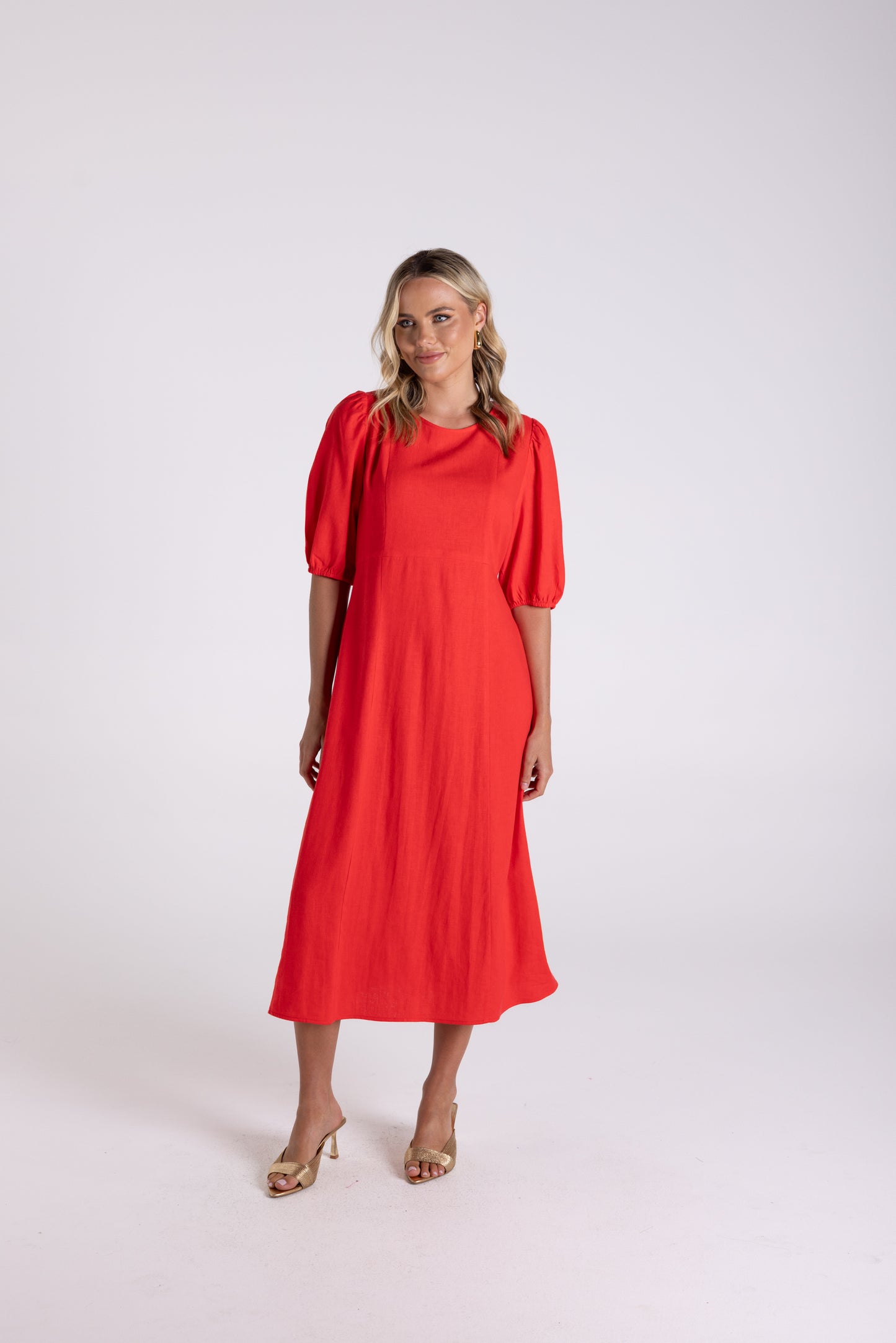 Linen Viscose Midi Dress