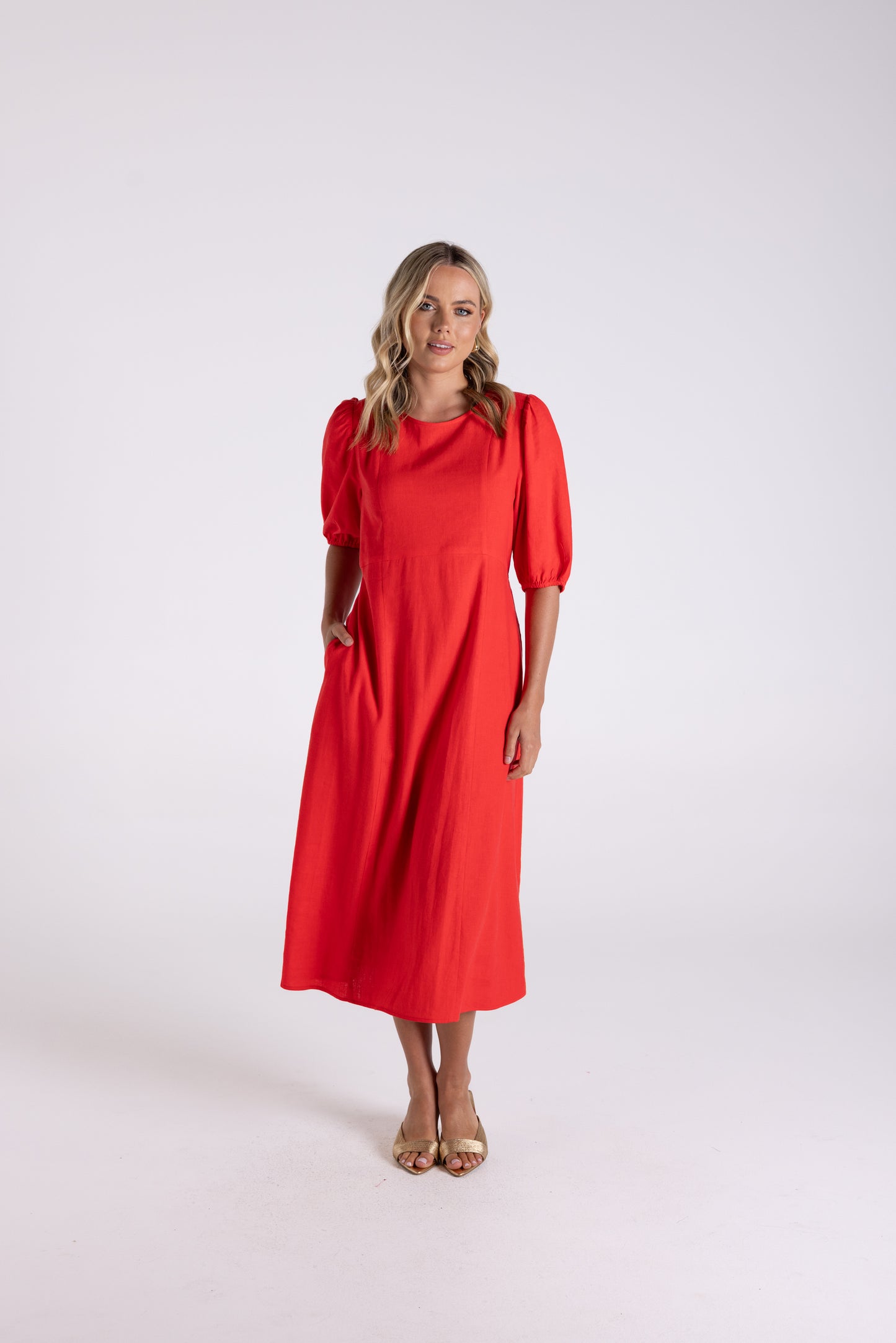 Linen Viscose Midi Dress