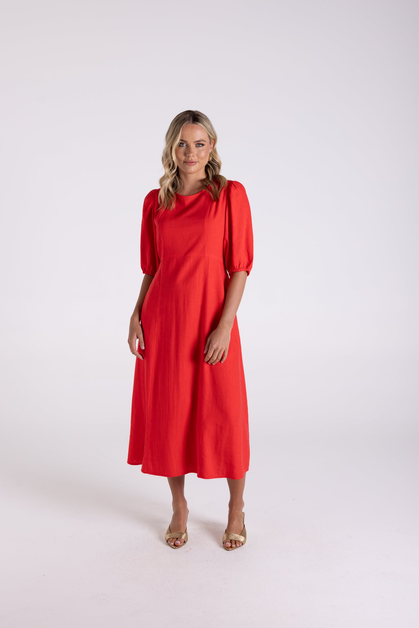 Linen Viscose Midi Dress