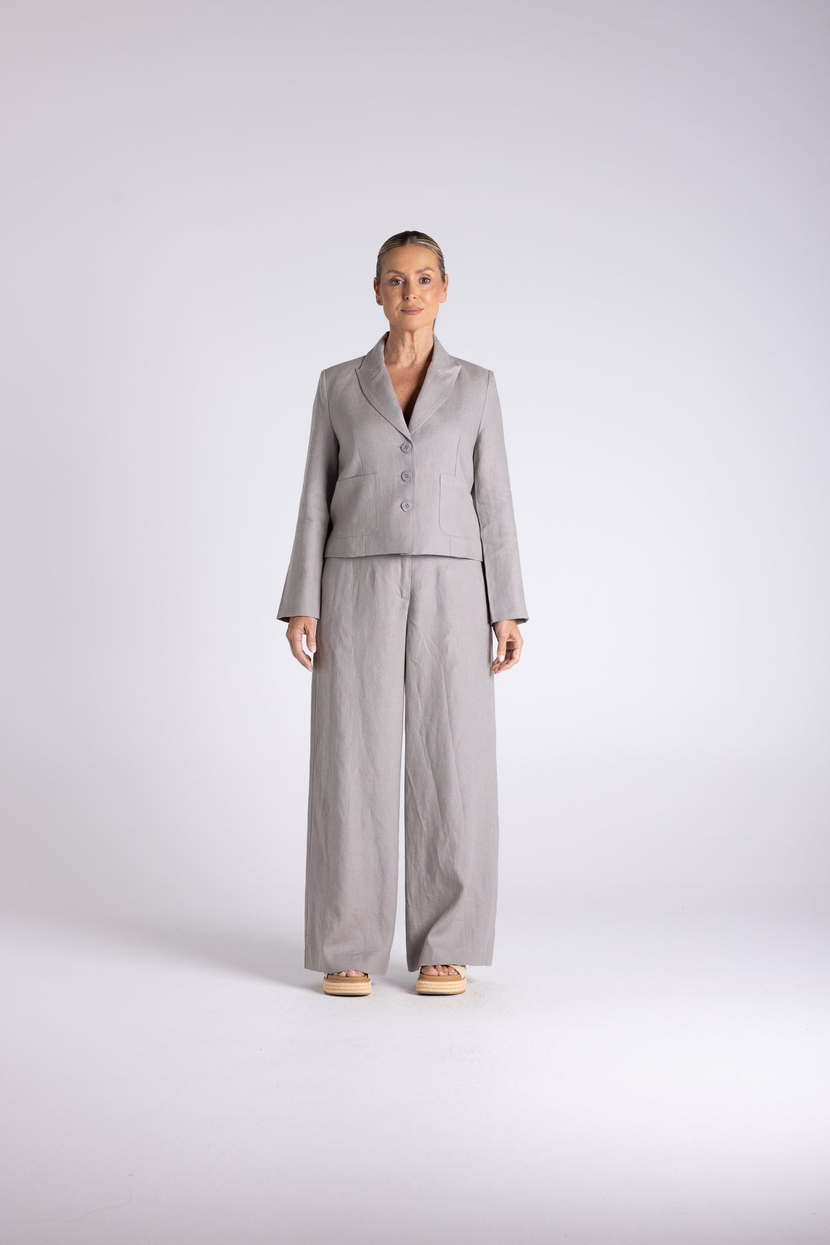 Tweed Linen Cropped Blazer