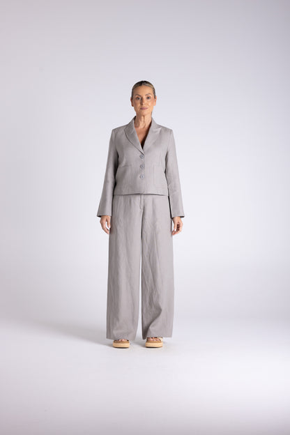 Tweed Linen Cropped Blazer