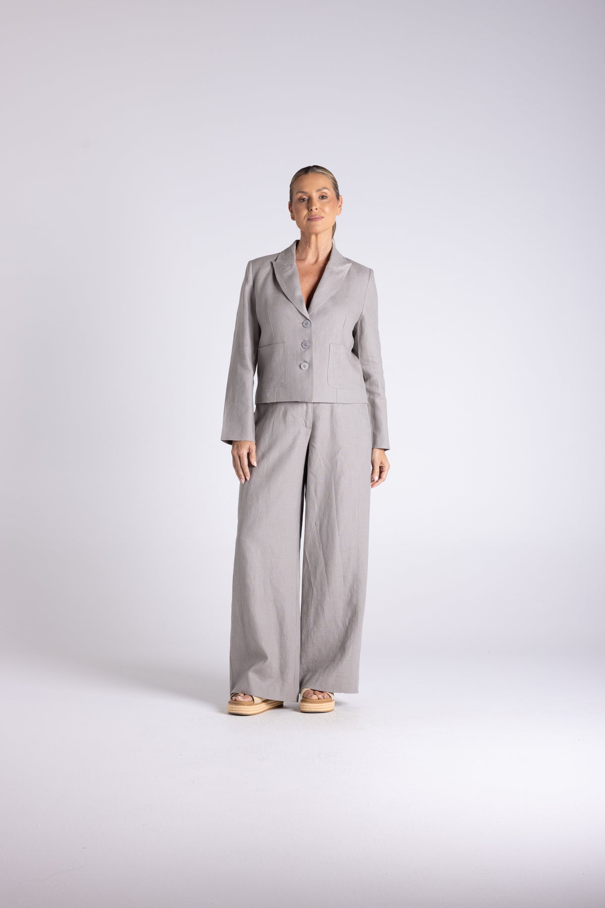 Tweed Linen Cropped Blazer
