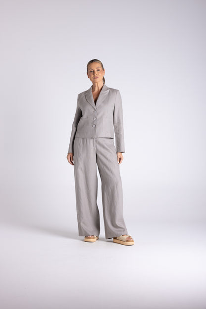 Tweed Linen Cropped Blazer