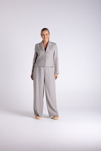 Tweed Linen Cropped Blazer