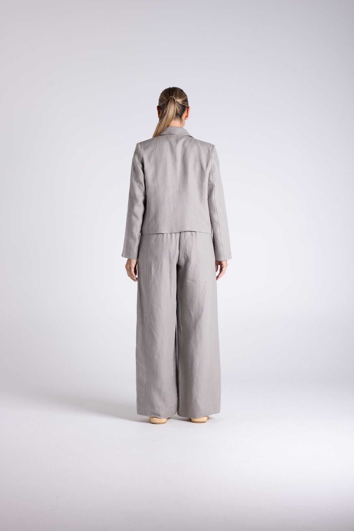 Tweed Linen Cropped Blazer