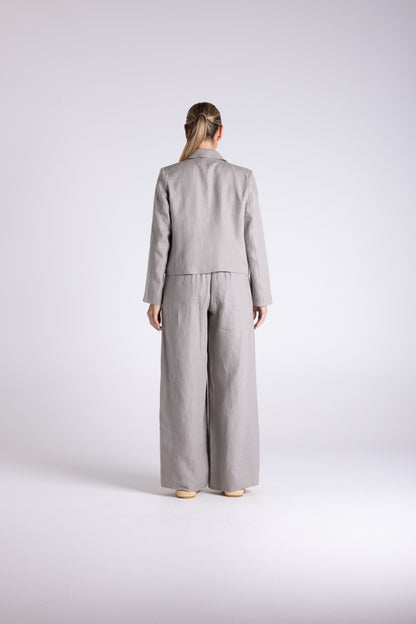 Tweed Linen Cropped Blazer