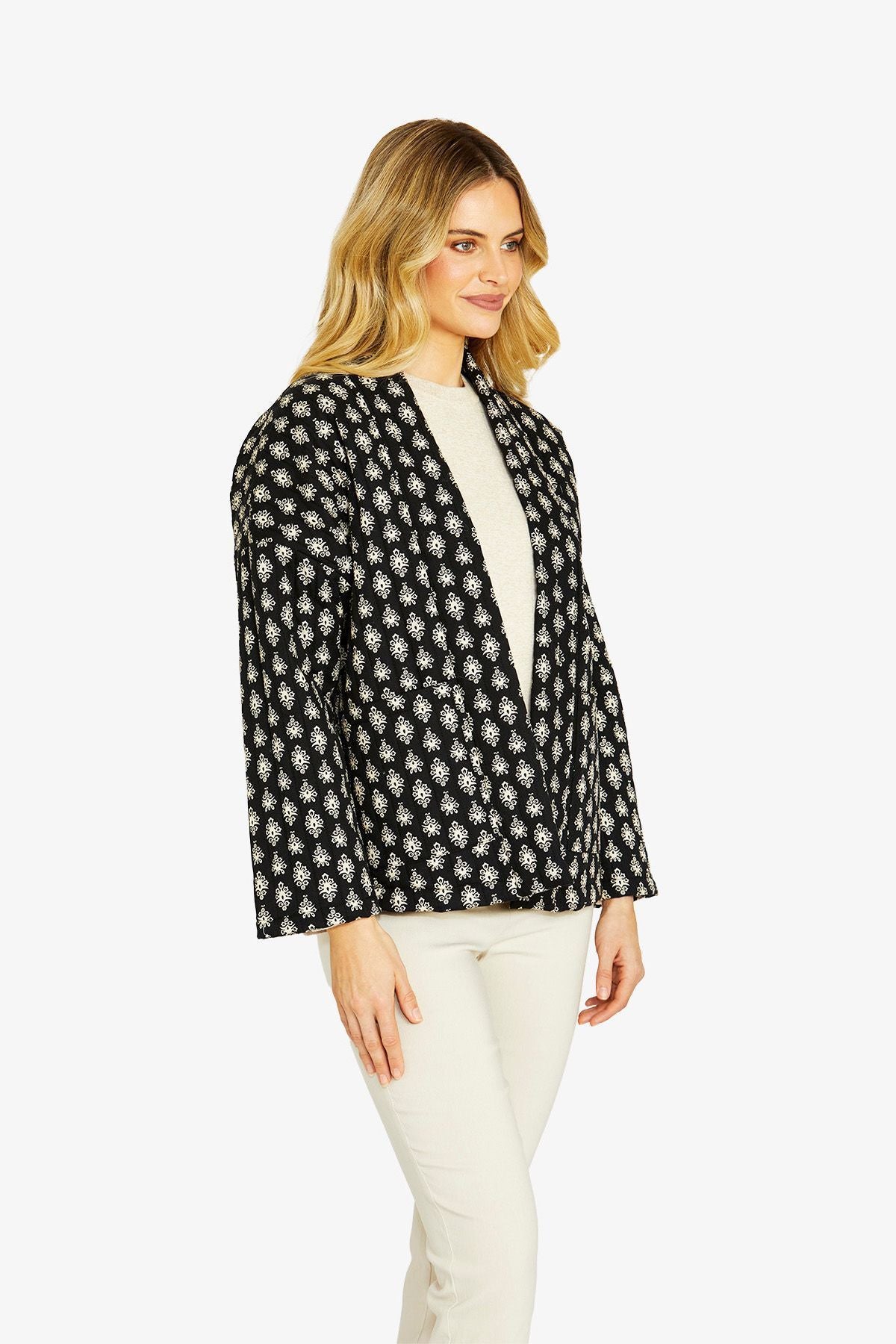 Damask Motif Puffer Coat
