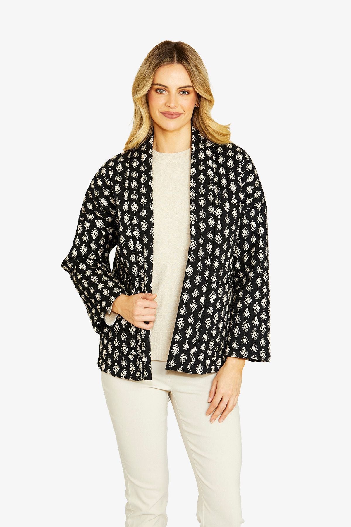 Damask Motif Puffer Coat