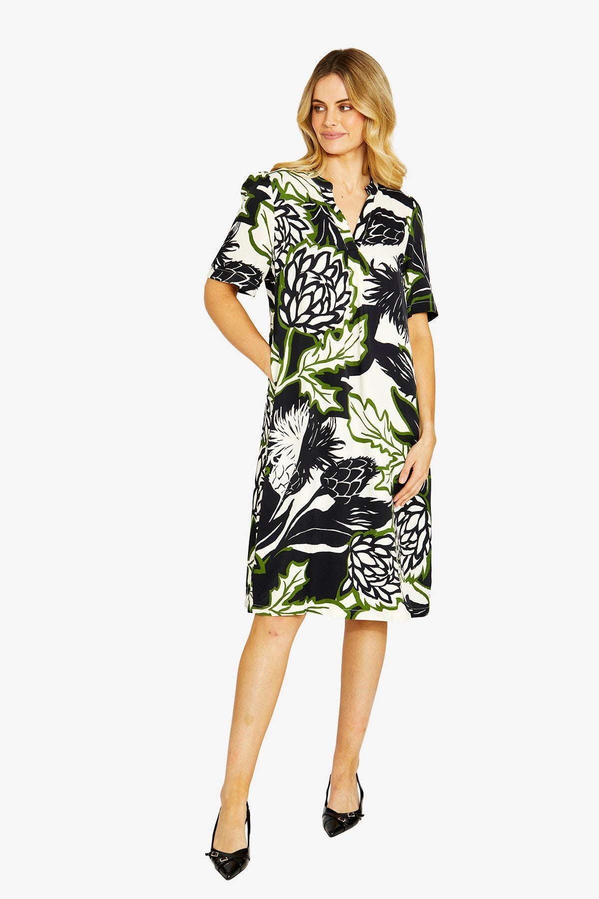 Abstract Floral Shift Dress