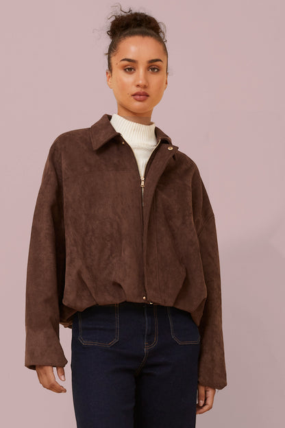Loose Fit Suede Jacket