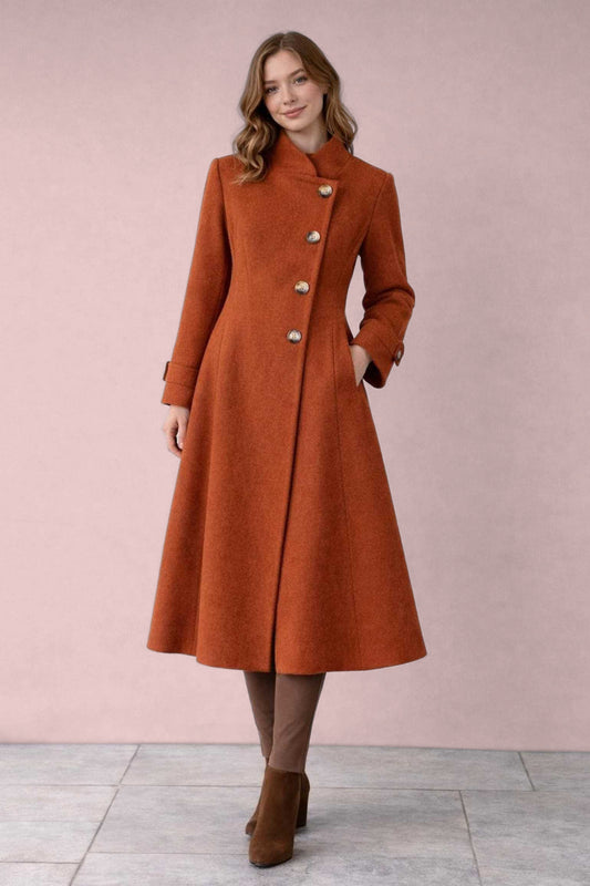 Fit and Flare Knee Length Coat