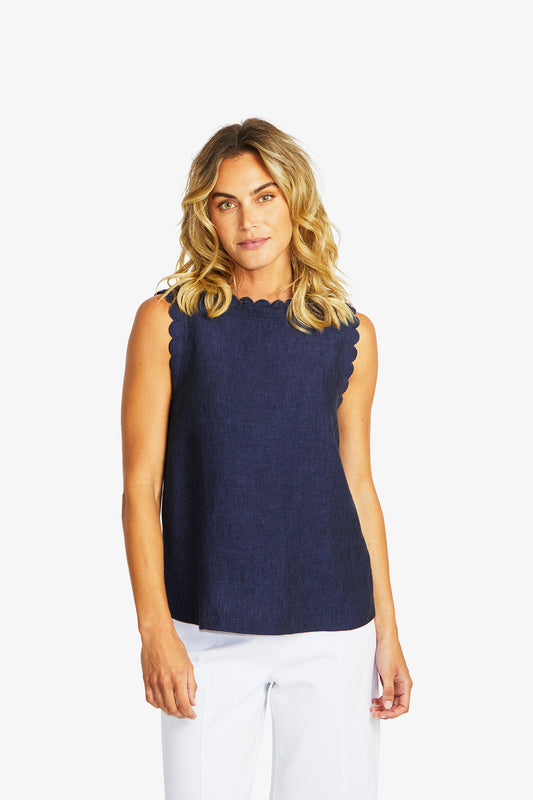 Lucy Linen Scallop Top
