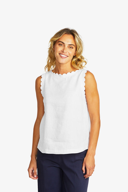 Lucy Linen Scallop Top