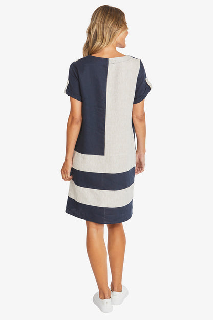 Colour Block Linen Dress