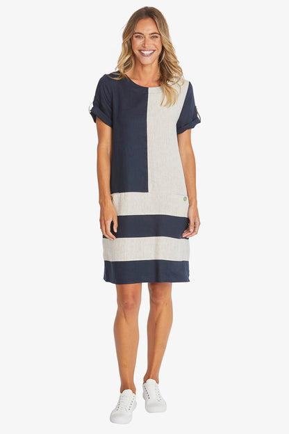 Colour Block Linen Dress