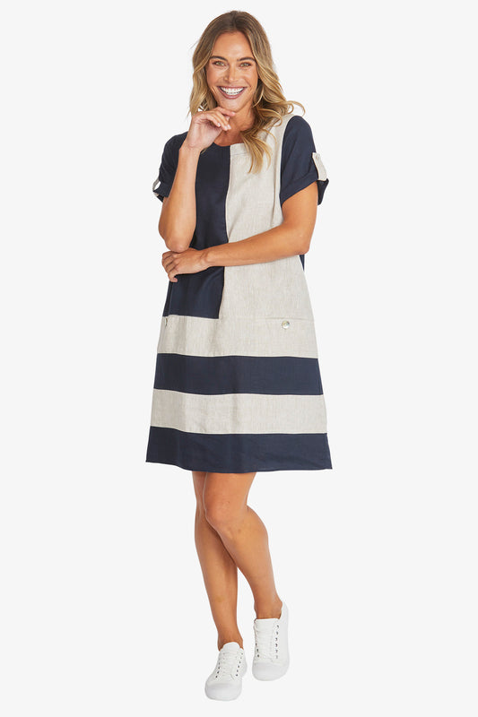 Colour Block Linen Dress