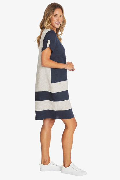Colour Block Linen Dress