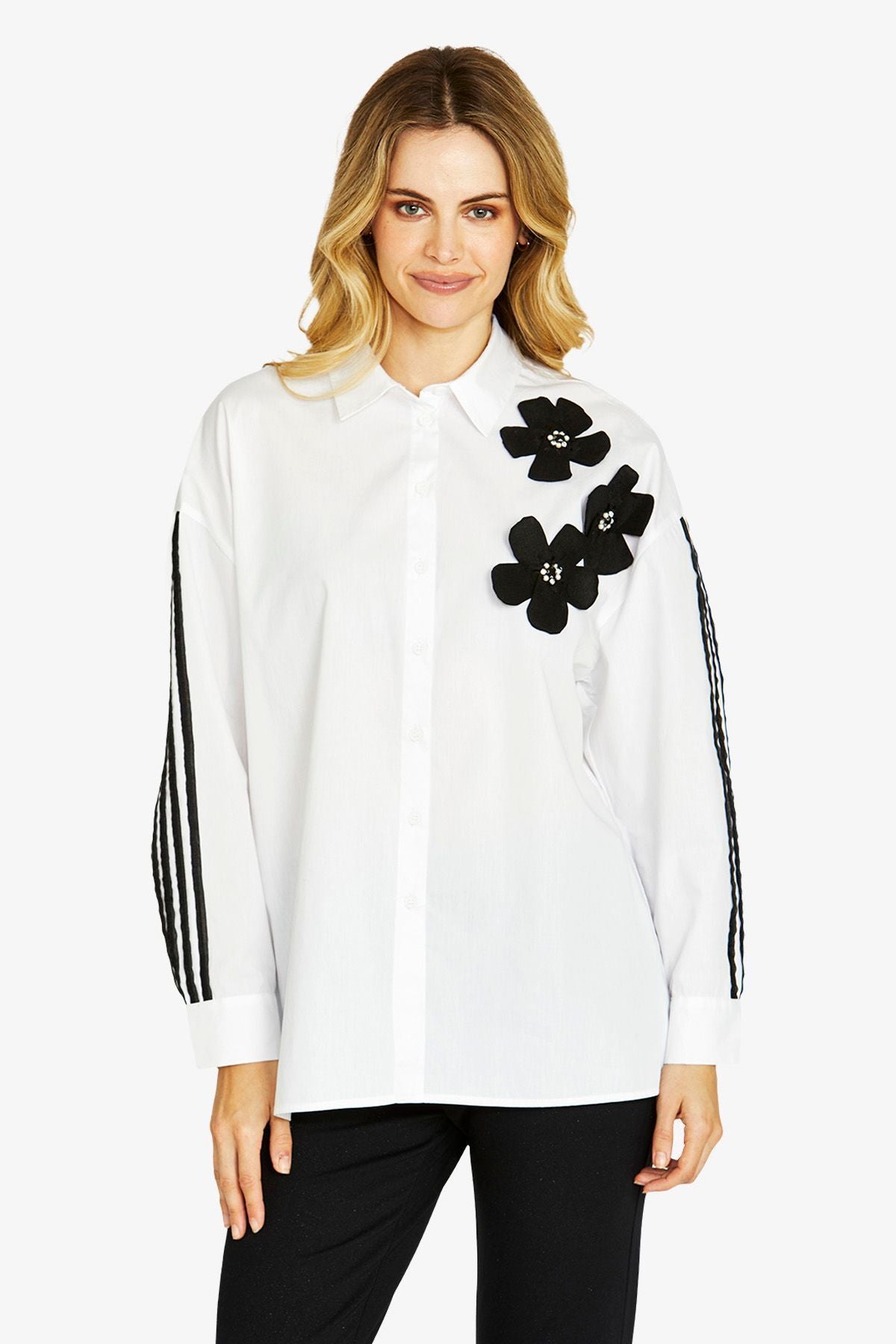 Flower Embellished Shirt