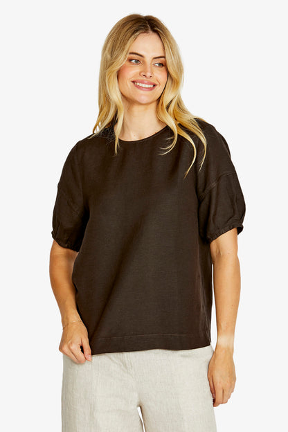 Layla S/Slv Button Back Top