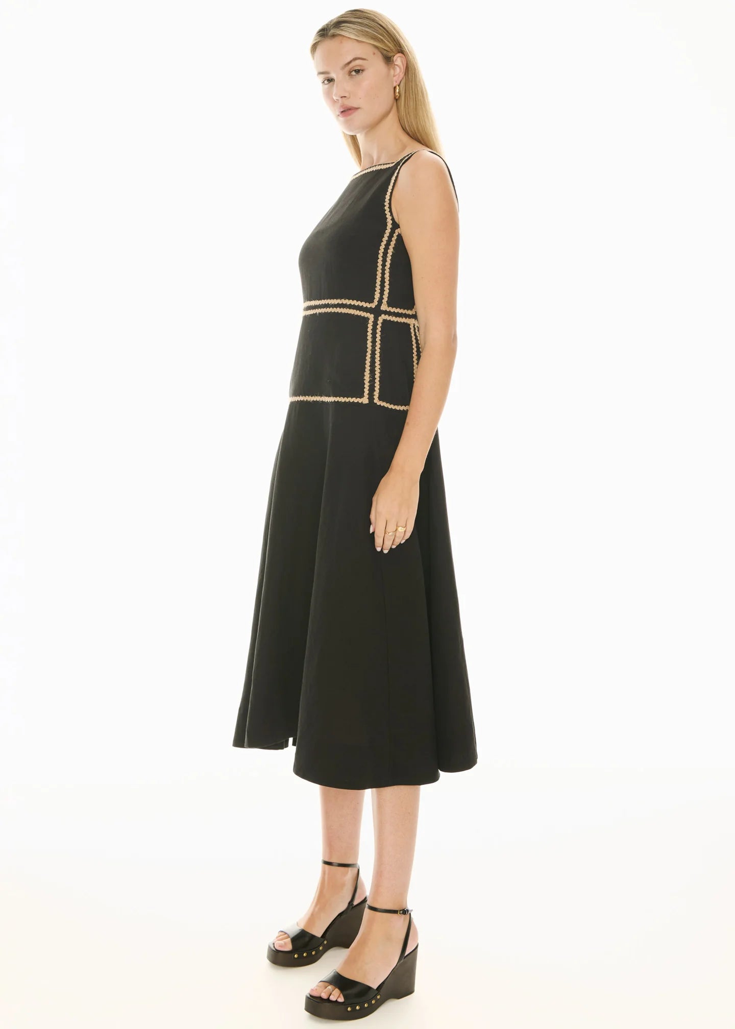 Marlin Raffia Trim Dress