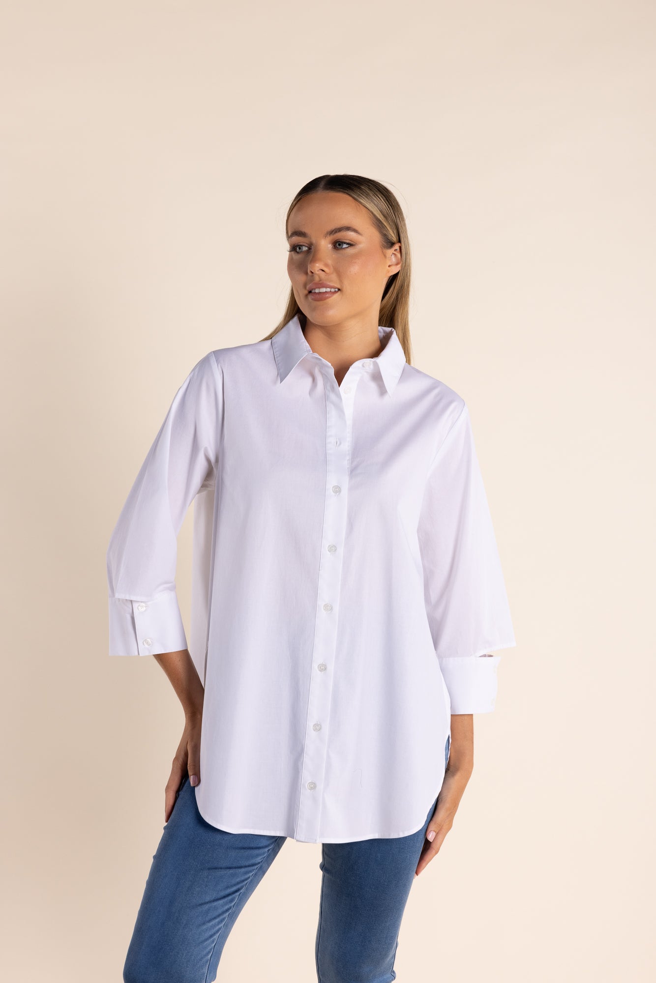 White Shirt w/cuff Detail