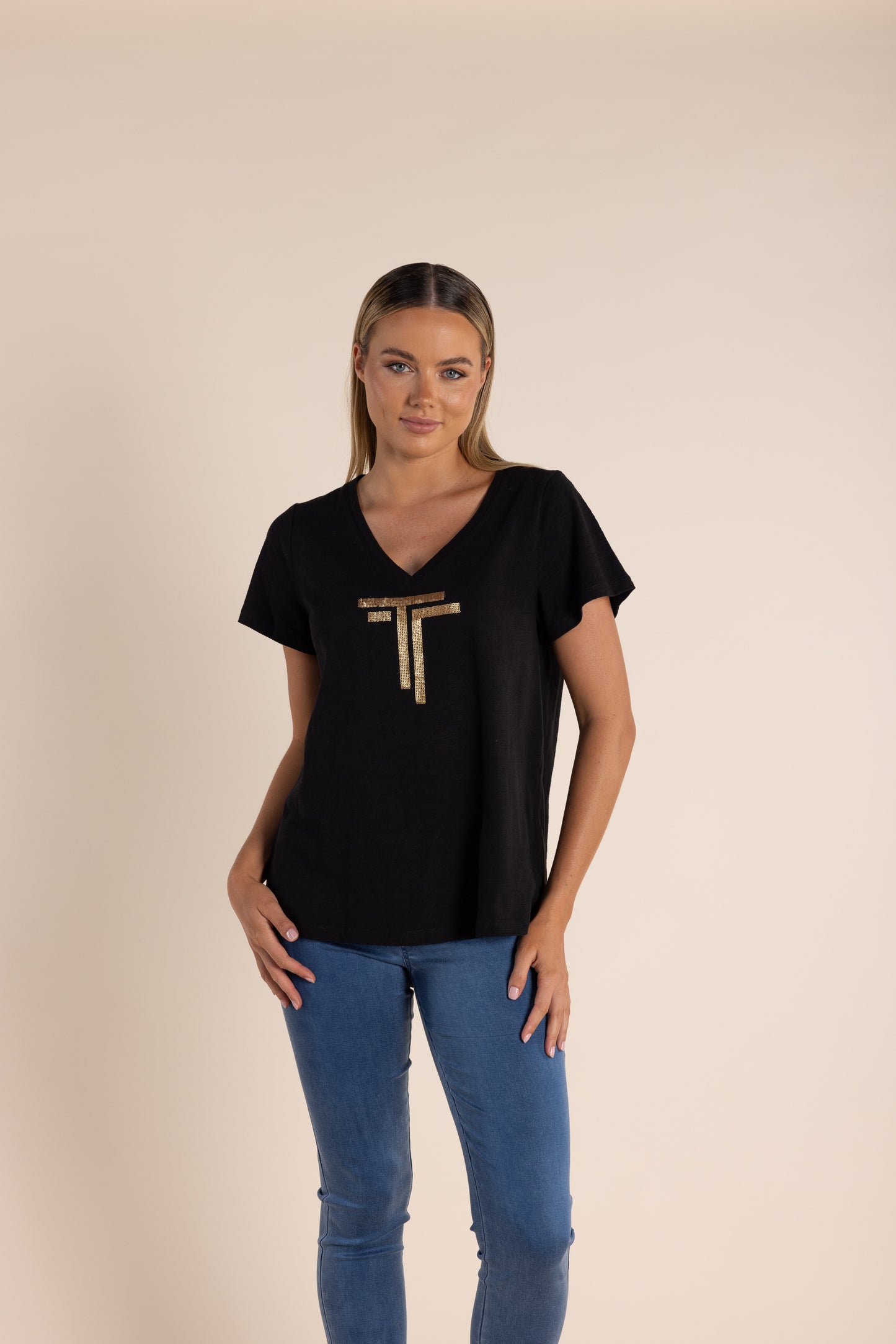 Logo Sequinn V-Neck