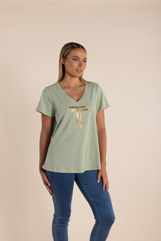 Logo Sequinn V-Neck