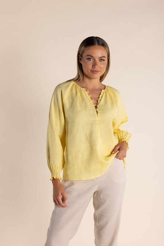 Linen Button Front Top