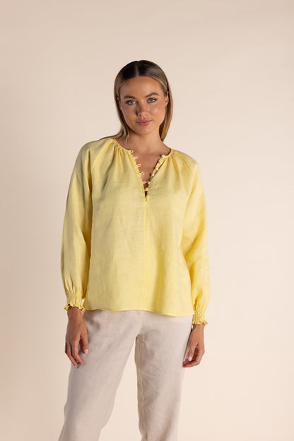 Linen Button Front Top