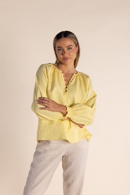 Linen Button Front Top