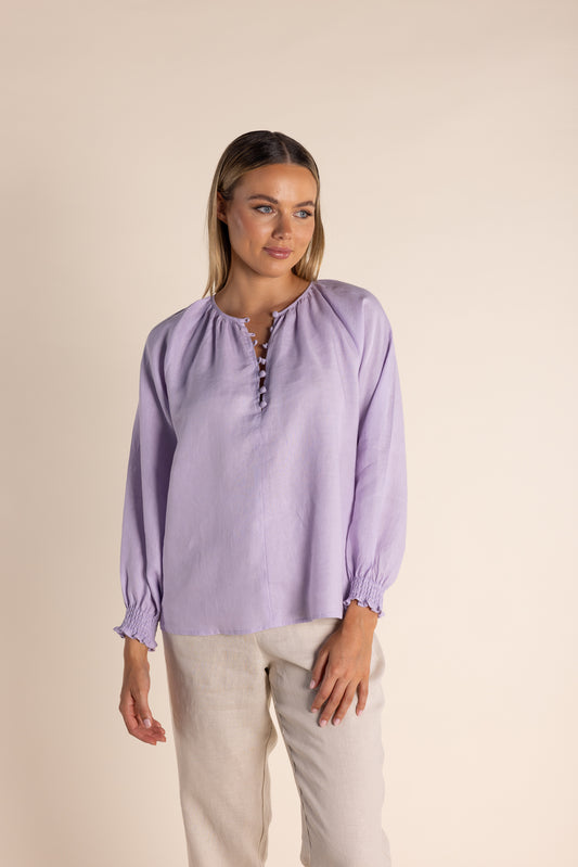 Linen Button Front Top