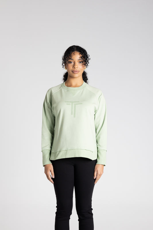 Raw Edge Sweater with Logo