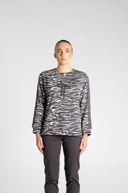 Zebra Print Sweat with Trim